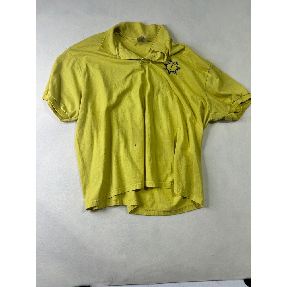Vintage Stedman by Hanes Yellow Security Polo Shirt Mens XXL Graphic